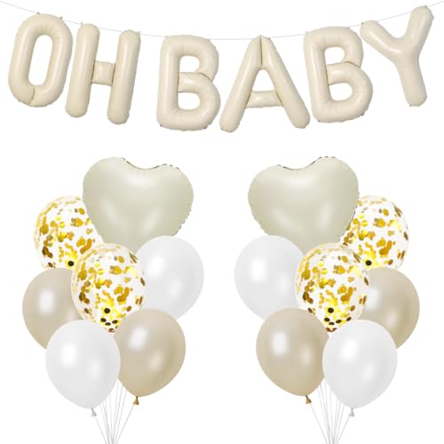 Oh Baby Luftballon, Cremeweiß OH BABY Buchstaben Folienballon, Baby Shower Deko, Babyparty Dekoration, Beige Luftballon Herz Ballon, Baby Deko für Junge Mädchen Shower, Gender Reveal Babyparty Oh Baby Luftballon, Cremeweiß OH BABY Buchstaben Folienballon, Baby Shower Deko, Babyparty Dekoration, Beige Luftballon Herz Ballon, Baby Deko für Junge Mädchen Shower, Gender Reveal Babyparty von Montrestar