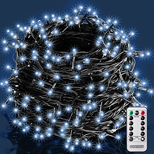 Monzana® 200 LED Lichterkette 20m Weihnachtsbaum Außen Innen Timer 8 Modi Dimmbar Fernbedienung IP44 Fenster Deko Weihnachten Beleuchtung Kaltweiß von Monzana