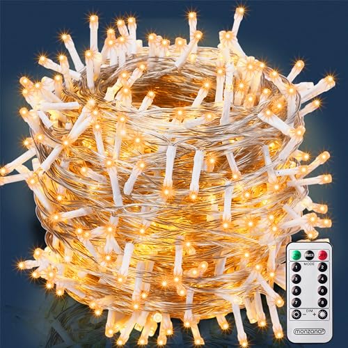 MONZANA® 400 LED Lichterkette 40m mit Fernbedienung Timer Innen Außen 8 Modi Dimmbar IP44 Wetterfest Stecker Weihnachten Weihnachtsbeleuchtung Warmweiß von Monzana