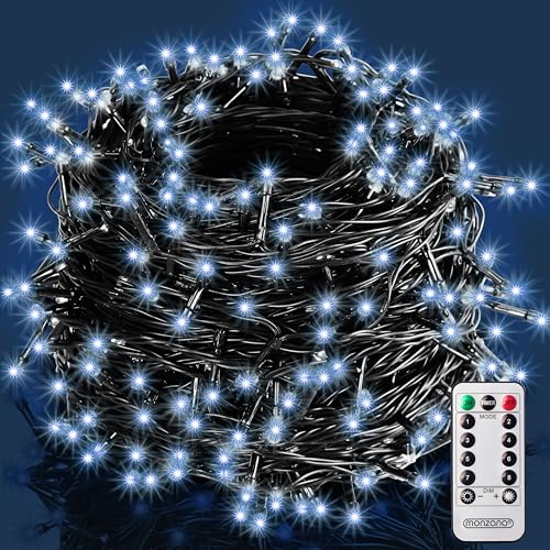 MONZANA® 400 LED Lichterkette 40m mit Fernbedienung Timerfunktion 8 Leuchtmodi Dimmbar IP44 Stecker Weihnachten Außen Innen Weihnachtsbeleuchtung Kaltweiß von Monzana