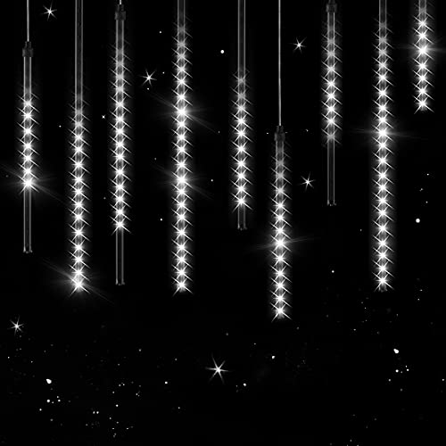 Monzana® Lichterkette Meteorschauer 480 LED Außen Wasserdicht 10 Röhre je 50 cm Innen Weihnachten Eisregen Regenlichterkette Weihnachtsbeleuchtung Weiß von Monzana