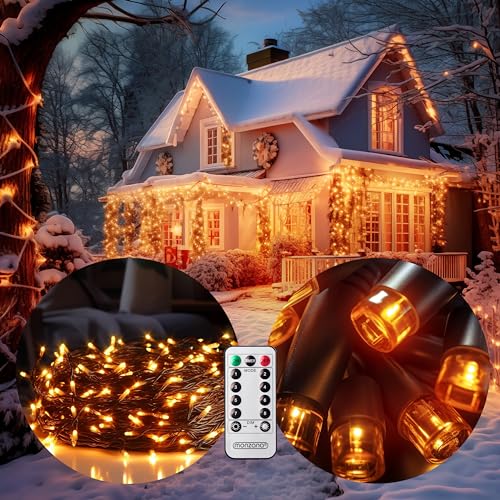 Monzana® 200 LED Lichterkette 20m Weihnachtsbaum Außen Innen Timer 8 Modi Dimmbar Fernbedienung IP44 Fenster Deko Weihnachten Beleuchtung Warmweiß von Monzana