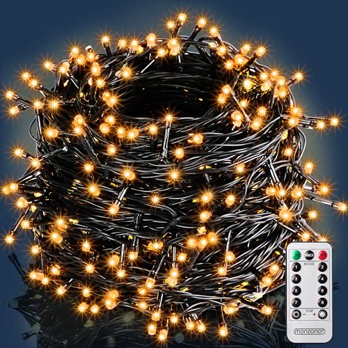 MONZANA® 400 LED Lichterkette 40m mit Fernbedienung Timer Innen Außen 8 Modi Dimmbar IP44 Wetterfest Stecker Weihnachten Weihnachtsbeleuchtung Warmweiß von Monzana