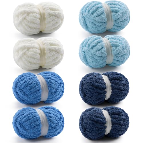 Grobes Garn zum Handstricken, grobes Chenille-Garn zum Häkeln, flauschige Garne zum Häkeln, Jumbo-Garne zum Handstricken, 28 Yds pro Rolle (8, Set B) von Mooaske
