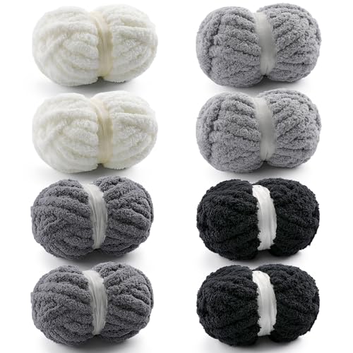 Grobes Garn zum Handstricken, grobes Chenille-Garn zum Häkeln, flauschige Garne zum Häkeln, Jumbo-Garne zum Handstricken, 28 Yds pro Rolle (8 Stück, Set C) von Mooaske