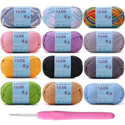 Mooaske Häkelgarn mit Häkelnadel, Kammgarn, mittelgroßes Garn zum Häkeln, leicht zu erkennende Nähte, Baumwoll-Nylon-Mischgewebe, Anfänger, Strickgarne für Erwachsene und Kinder, 12 Stück von Mooaske