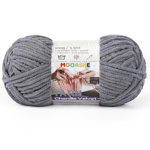 Weiches Chenille-Garn zum Häkeln und Stricken, super sperrig, 100 g, Babydeckengarn zum Häkeln, dick, flauschig, flauschig, Amigurumi-Bastelgarn, Anthrazitgrau Weiches Chenille-Garn zum Häkeln und Stricken, super sperrig, 100 g, Babydeckengarn zum Häkeln, dick, flauschig, flauschig, Amigurumi-Bastelgarn, Anthrazitgrau von Mooaske