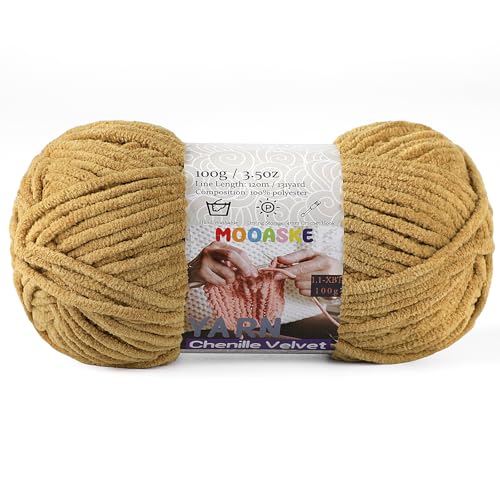 Weiches Chenille-Garn zum Häkeln und Stricken, super sperrig, 100 g, Babydeckengarn zum Häkeln, dickes, flauschiges Amigurumi-Bastelgarn, Kaffeebraun Weiches Chenille-Garn zum Häkeln und Stricken, super sperrig, 100 g, Babydeckengarn zum Häkeln, dickes, flauschiges Amigurumi-Bastelgarn, Kaffeebraun von Mooaske