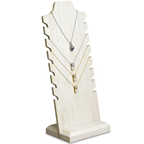 MOOCA Leichter Ständer für Halsketten aus Holz, freistehender Staffelei-Halter für mehrere Halsketten, Waschweiß MOOCA Leichter Ständer für Halsketten aus Holz, freistehender Staffelei-Halter für mehrere Halsketten, Waschweiß von Mooca
