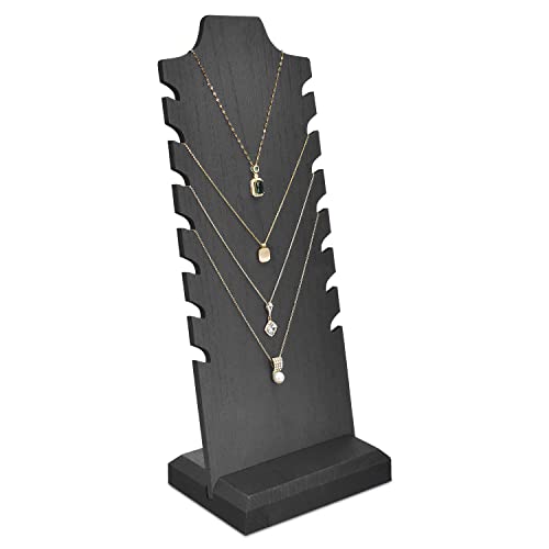 MOOCA Leichter freistehender Halsketten-Staffelei aus Holz, Ständer für mehrere Halsketten, Brust, Halskette, Präsentationsständer aus Holz, Schmuckständer für Halsketten, schwarz von Mooca