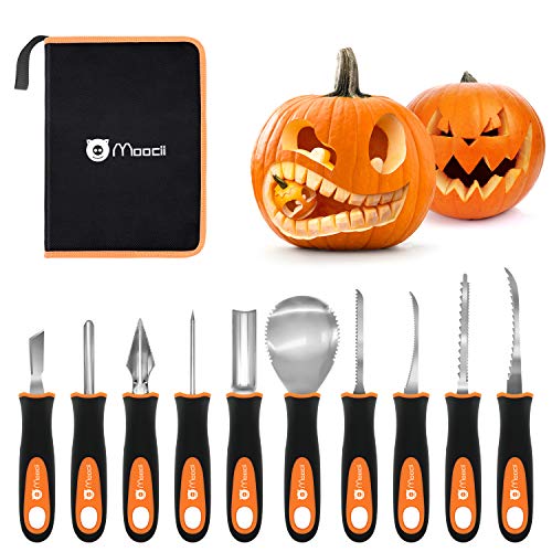 Moocii kürbis schnitzwerkzeug für Halloween DIY Dekoration kürbis schnitzset 10 Stück Kürbis Werkzeug Doppelseitiges Bildhauerwerkzeug aus Edelstahl schnitzset mit Etui Moocii kürbis schnitzwerkzeug für Halloween DIY Dekoration kürbis schnitzset 10 Stück Kürbis Werkzeug Doppelseitiges Bildhauerwerkzeug aus Edelstahl schnitzset mit Etui von Moocii