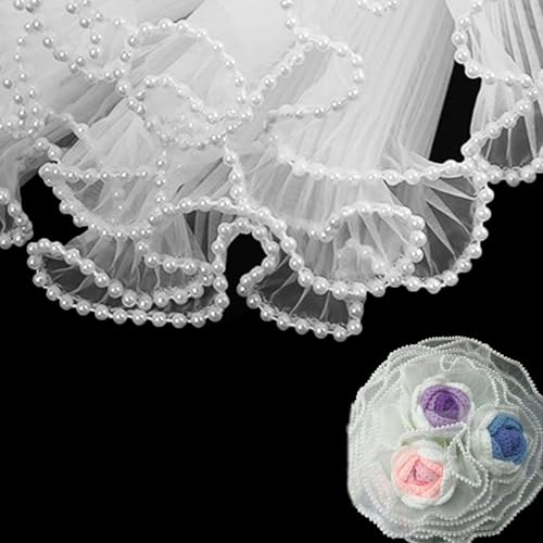 Geschenkpapier mit Perlenrand, zerknitterter Blumenstrauß, 4 m, 2 Stück, Mehrzweck-Netzpapier, Blumenverpackung für Hochzeit, Geburtstag, Geschenkverpackung, DIY, Handwerk, Floristenbedarf (weiß) von Mookblank