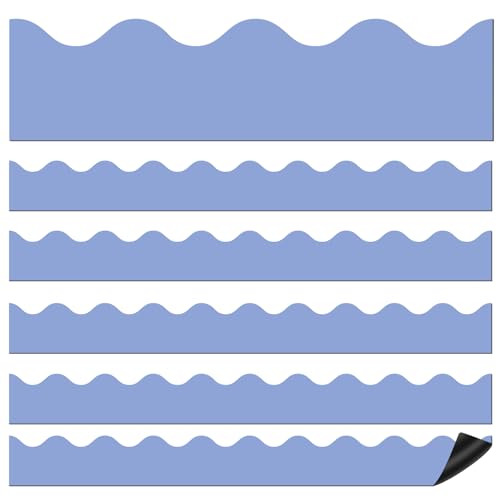 Mooliwe Magnetische Bordüren für Klassenzimmer, Whiteboard, gewellte Pinnwand, Magnetstreifen, Kreidetafel, Zierleiste für Schule, Lehrer, Büro, Dekorationen, 24 Stück (Cottage Blue) von Mooliwe