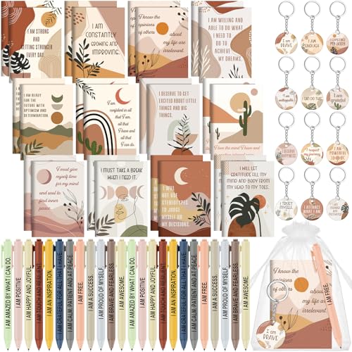 Mooliwe Positive Bestätigungs-Geschenk-Set, Dankbarkeits-Notizbücher mit Bestätigungsstiften, Acryl-Schlüsselanhänger, kleine Taschen, motivierende Notizblöcke für Frauen, Kollegen, Erwachsene Mooliwe Positive Bestätigungs-Geschenk-Set, Dankbarkeits-Notizbücher mit Bestätigungsstiften, Acryl-Schlüsselanhänger, kleine Taschen, motivierende Notizblöcke für Frauen, Kollegen, Erwachsene von Mooliwe