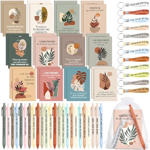 Mooliwe Positive Bestätigungs-Geschenk-Set, Dankbarkeits-Notizbücher mit Bestätigungsstiften, Schlüsselanhänger, kleine Taschen, motivierende Ermutigung, Notizblöcke für Frauen, Kollegen, Erwachsene Mooliwe Positive Bestätigungs-Geschenk-Set, Dankbarkeits-Notizbücher mit Bestätigungsstiften, Schlüsselanhänger, kleine Taschen, motivierende Ermutigung, Notizblöcke für Frauen, Kollegen, Erwachsene von Mooliwe