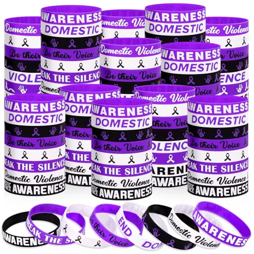 Moon Boat 144 Stück Armbänder für häusliche Gewalt Bewusstseinsarmbänder: violette Silikon-Gummi-Armbänder, Dekorationen, Geschenke, Partygeschenke von Moon Boat
