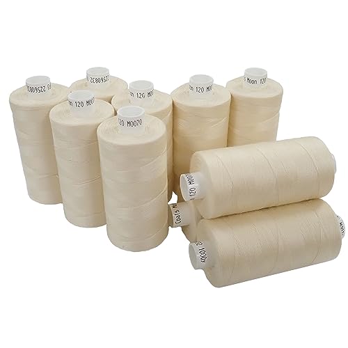 Moon Thread Nähgarn, Polyester, cremefarben, 1000 m, 10 Stück Moon Thread Nähgarn, Polyester, cremefarben, 1000 m, 10 Stück von Moon Thread