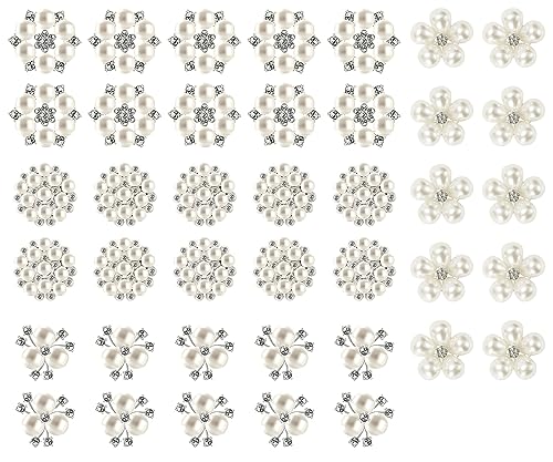 40 Stück Strass Perle Knöpfe, Künstliche Perlen-Knöpfe, Legierung Kristalle Flatback Buttons für DIY Schmuckherstellung Hochzeitsfeier Kopfschmuck Dekoration Accessoires von MoonSing