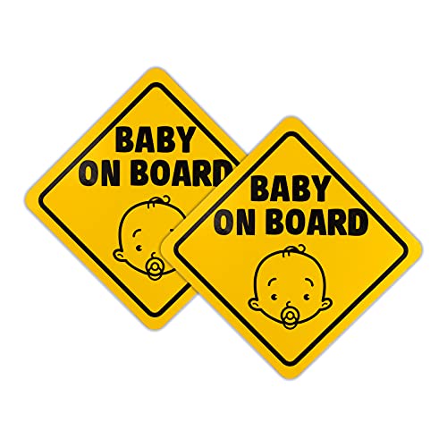Baby on Board Schild, 2 Stück Auto-Aufkleber Magnet Sicherheitsschilder Zeichen Warnschilder, Wiederverwendbarer, Reflektierend in der Nacht, Wasserdicht(12.5cm, Gelb) von MoonSing