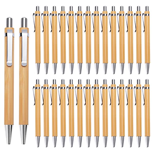 Kugelschreiber Set, 30 Stück Bambus Holzkugelschreiber Edles Schreibgerät Holz Kugelschreibern, Nachhaltiges Stylisches Flüssig Schreiben Geschenkstift für Den Büroalltag und Zuhause (Schwarz) von MoonSing