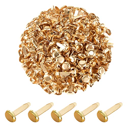 Mini Brads, Musterklammern Metall, Papierverschlüsse Splinte Rundkopfklammern für Schule Büro Scrapbooking Papier Briefklammern Basteln Handwerk DIY Kunsthandwerk, Gold (200 Stücke) von MoonSing