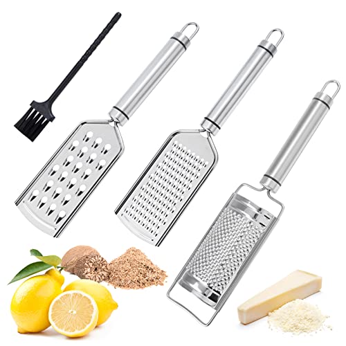 MoonSing Zester Reibe Set, 3 Stück Käsereibe Küchenreibe Reibe aus Edelstahl Feine & Grob, Zitronenreibe mit Reinigungsbürste für Knoblauch Schokolade Nüssen, Spülmaschinenfest MoonSing Zester Reibe Set, 3 Stück Käsereibe Küchenreibe Reibe aus Edelstahl Feine & Grob, Zitronenreibe mit Reinigungsbürste für Knoblauch Schokolade Nüssen, Spülmaschinenfest von MoonSing