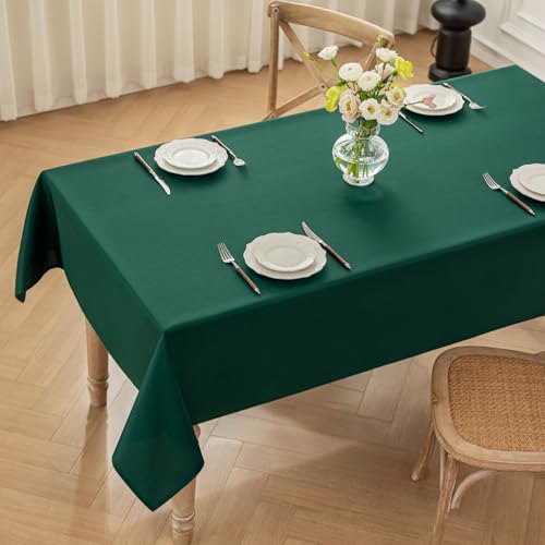 Moonooda Tischdecke Grün Waschbar, 140X140cm Tischdecken Tischtuch aus Polyester, Leicht wasserabweisend mit Lotuseffekt, Dauerhaft Kratzfest für Haus, Hochzeiten, Party von Moonooda