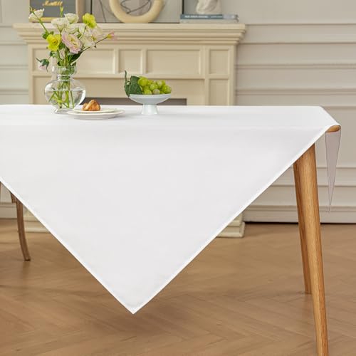 Moonooda Tischdecke Weiß Waschbar, 100X100cm Tischdecken Tischtuch aus Polyester, Leicht wasserabweisend mit Lotuseffekt, Dauerhaft Kratzfest für Haus, Hochzeiten, Party Moonooda Tischdecke Weiß Waschbar, 100X100cm Tischdecken Tischtuch aus Polyester, Leicht wasserabweisend mit Lotuseffekt, Dauerhaft Kratzfest für Haus, Hochzeiten, Party von Moonooda