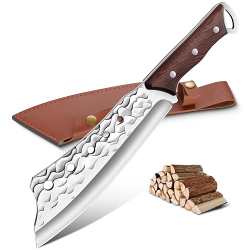 Moontay Outdoor Messer Survival aus 440C Edelstahl Feststehende Klinge Jagdmesser mit Full Tang Wenge Holz Griff scharf echt Machete für Bushcraft Camping und Gartenarbeit Geschenke für Männer von Moontay