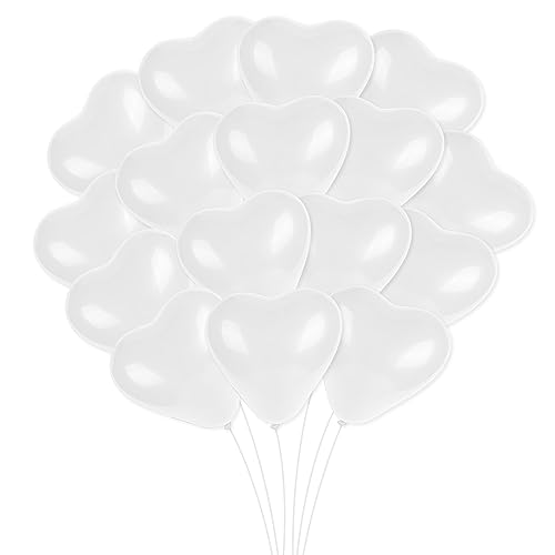 Moorle Herzluftballons Weiß, 46 Stück Herz Luftballon, 12 Zoll Ballons mit Herzform für Hochzeitsdeko Weiß Hochzeitsballons für Hochzeitsfeier, Anniversary, Heiratsantrag Partyschmuck, JGA Deko von Moorle