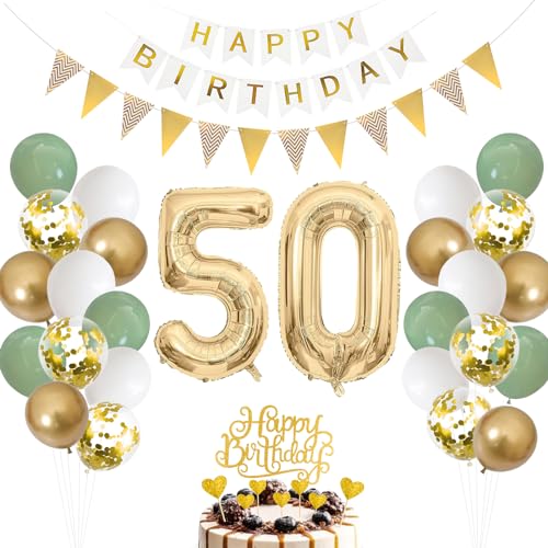50.Geburtstag Deko Salbeigrüne, Luftballon 50. Geburtstag Männer Frau, Ballon 50. Geburtstag Grün Weiß Gold, Zahl 50 Folienballon, Geburtstag Tortendeko für 50 Geburtstag Dekoration 50.Geburtstag Deko Salbeigrüne, Luftballon 50. Geburtstag Männer Frau, Ballon 50. Geburtstag Grün Weiß Gold, Zahl 50 Folienballon, Geburtstag Tortendeko für 50 Geburtstag Dekoration von Moorle