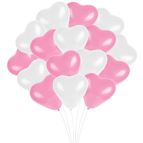 Herzluftballons Rosa Weiß 50 Stück, Herz Luftballon, 12 Zoll Ballons mit Herzform für Hochzeitsdeko Weiß Hochzeitsballons für Hochzeitsfeier, Anniversary, Heiratsantrag Partyschmuck, JGA Deko von Moorle