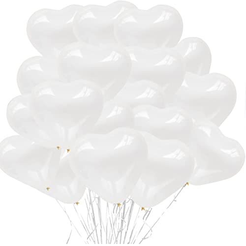 Herzluftballons Weiß 50 Stück Herz Luftballon 12 Zoll Ballons mit Herzform für Hochzeitsdeko Weiß Hochzeitsballons für Hochzeitsfeier, Anniversary, Heiratsantrag Partyschmuck, JGA Deko von Moorle