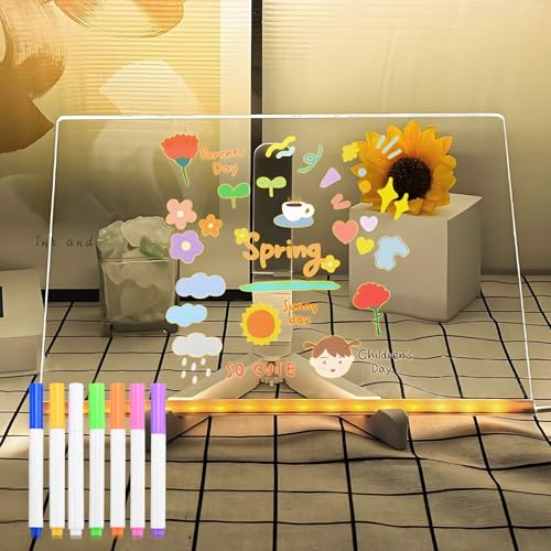 LED Notiztafel mit Farben, Nachrichtentafel mit LED-Leuchten, Transparente Acryl Tafel 20x30cm Notiztafel Abwischbar Drawing Light, Inkl 7 Neon-Stifte, Abwischbar, Notizblock, Schreibtafel, Memo LED Notiztafel mit Farben, Nachrichtentafel mit LED-Leuchten, Transparente Acryl Tafel 20x30cm Notiztafel Abwischbar Drawing Light, Inkl 7 Neon-Stifte, Abwischbar, Notizblock, Schreibtafel, Memo von Moorstdel