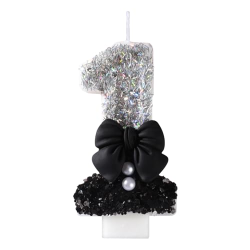 Kerzen Geburtstag, 0-9 Geburtstagskerzen Zahlen Schöne Geburtstagskerze Dekoriert mit Perlen und Kleinen Schleifen Geburtstagskerzen Kinder für Geburtstage, Party, Hochzeiten oder (fashion, 1) von Mooshy
