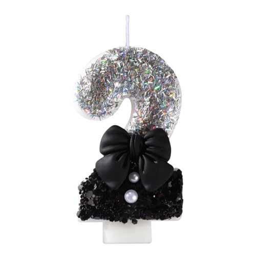 Kerzen Geburtstag, 0-9 Geburtstagskerzen Zahlen Schöne Geburtstagskerze Dekoriert mit Perlen und Kleinen Schleifen Geburtstagskerzen Kinder für Geburtstage, Party, Hochzeiten oder (fashion, 2) von Mooshy