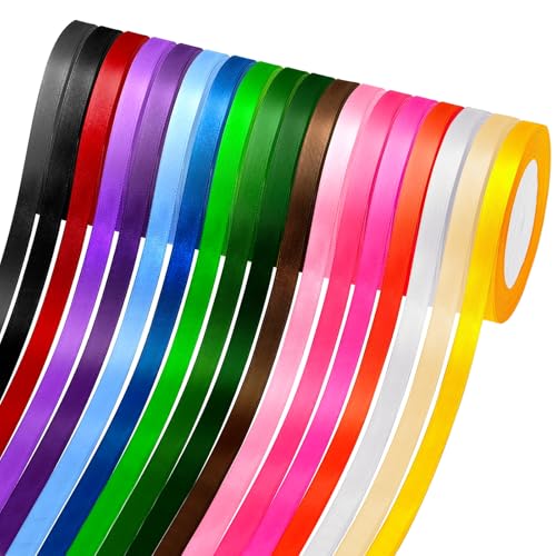 Mooshy 18 Farben Satinband, 10mm x 22m Polyester Seidenband, Schleifenband Geschenkband Seidenbänder Bunt für Heimwerkerkunst Handwerk, Geschenk Verpackung, Schleifen, Hochzeitsdekoration Mooshy 18 Farben Satinband, 10mm x 22m Polyester Seidenband, Schleifenband Geschenkband Seidenbänder Bunt für Heimwerkerkunst Handwerk, Geschenk Verpackung, Schleifen, Hochzeitsdekoration von Mooshy