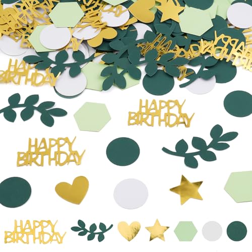200 Stück Konfetti Geburtstag Tischdeko Grün Gold，Konfetti Geburtstag Deko, Happy Birthday Streudeko für Party Mann und Frau von Moosono