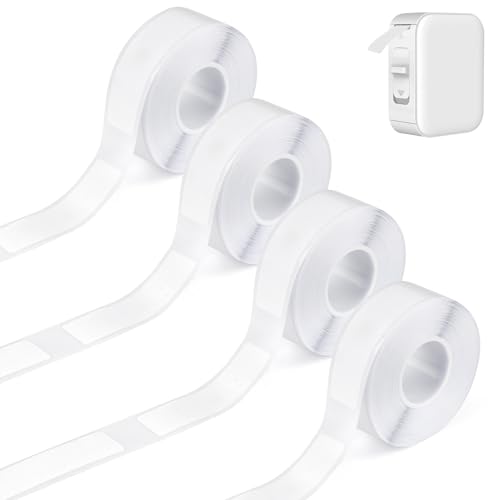 4 Rollen Etikettenband Geeignet für Etikettendrucker Wasserfeste, 12 x 40 mm Etikettenband Drucken Sie Barcode, Name, Datum, Preis usw Geeignet für Haus, Büro, Schule (Weiß, 180 Etiketten/Rolle) von Moosono
