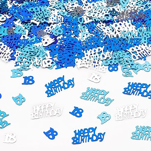 800 Stück Konfetti Tischdeko Geburtstag 18 Partydekorationen Happy Birthday Konfetti Blau,Streudeko 18 Geburtstag für Mann und Frau von Moosono