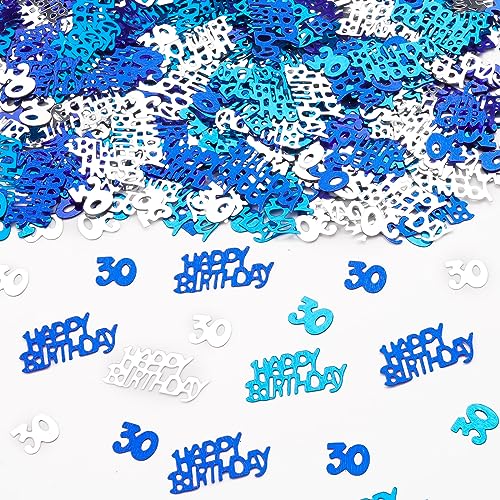 800 Stück Konfetti Tischdeko Geburtstag 30 Partydekorationen Happy Birthday Konfetti Blau,Streudeko 30 Geburtstag für Mann und Frau von Moosono