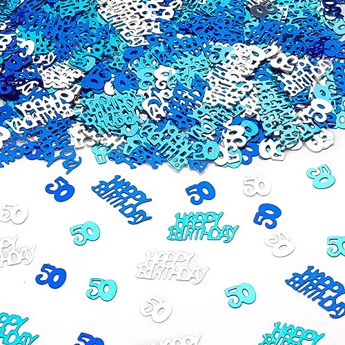 800 Stück Konfetti Tischdeko Geburtstag 50 Partydekorationen Happy Birthday Konfetti Blau,Streudeko 50 Geburtstag für Mann und Frau von Moosono