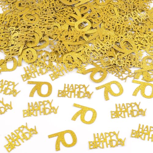 Konfetti Tischdeko Geburtstag 70 Partydekorationen Happy Birthday Konfetti Gold, 200 Stück Streudeko 70 Geburtstag für Mann und Frau von Moosono