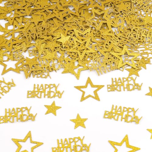 Konfetti Tischdeko Geburtstag Partydekorationen Happy Birthday Konfetti Gold, 200 Stück Streudeko Geburtstag für Mann und Frau von Moosono