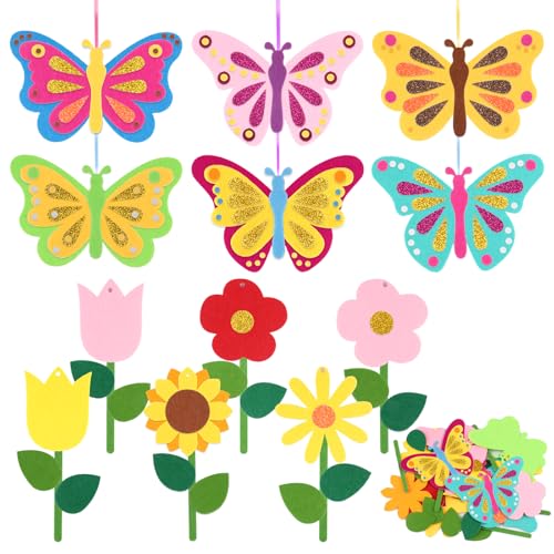 Moosono 12 Stück Bastelset Frühling Kinder, Schmetterling Basteln Kinder ostern mit Selbstklebend Glitzer Schaumstoff Sticker, Kreative Kunsthandwerk zum Basteln für Kindergeburtstag Frühling Deko Moosono 12 Stück Bastelset Frühling Kinder, Schmetterling Basteln Kinder ostern mit Selbstklebend Glitzer Schaumstoff Sticker, Kreative Kunsthandwerk zum Basteln für Kindergeburtstag Frühling Deko von Moosono