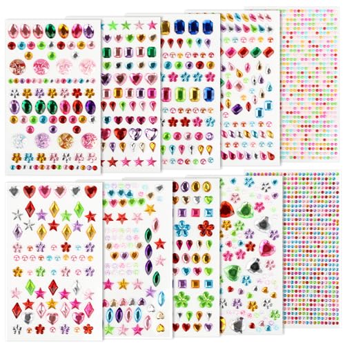 Moosono 2400 Stück Glitzersteine Selbstklebend, Bunt Acryl Strasssteine Selbstklebend, Glitzersteine zum Basteln Kinder, Verschiedene Formen Glitzer Sticker Basteln für Fotorahmen, Bastelsachen Moosono 2400 Stück Glitzersteine Selbstklebend, Bunt Acryl Strasssteine Selbstklebend, Glitzersteine zum Basteln Kinder, Verschiedene Formen Glitzer Sticker Basteln für Fotorahmen, Bastelsachen von Moosono