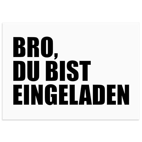 Moosthaler 12x Geburtstagseinladungen Jungen und Mädchen - BRO, DU BIST EINGELADEN - Lässige Einladungskarten Kindergeburtstag Junge - Geburtstag Party Einladungskarten für Teenager Moosthaler 12x Geburtstagseinladungen Jungen und Mädchen - BRO, DU BIST EINGELADEN - Lässige Einladungskarten Kindergeburtstag Junge - Geburtstag Party Einladungskarten für Teenager von Moosthaler