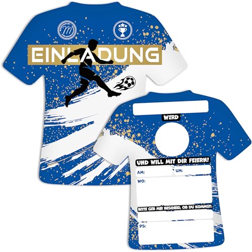 Moosthaler Einladungskarten Kindergeburtstag Junge – 12x Fußball Einladungen im ausgefallenen Trikot Design – Coole Geburtstagseinladungen für Jungs – Fussball Motto Party – Farbe Blau Moosthaler Einladungskarten Kindergeburtstag Junge – 12x Fußball Einladungen im ausgefallenen Trikot Design – Coole Geburtstagseinladungen für Jungs – Fussball Motto Party – Farbe Blau von Moosthaler