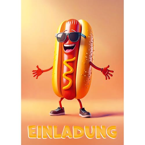 Moosthaler Einladungskarten Kindergeburtstag Junge & Mädchen – 12x witzige Hotdog Einladung für Sommerparty, Grillfest, Geburtstag mit Fast Food Motto & BBQ - Einladung Kindergeburtstag Junge Moosthaler Einladungskarten Kindergeburtstag Junge & Mädchen – 12x witzige Hotdog Einladung für Sommerparty, Grillfest, Geburtstag mit Fast Food Motto & BBQ - Einladung Kindergeburtstag Junge von Moosthaler