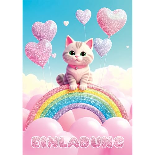 Moosthaler GLITZER Einladungskarten Kindergeburtstag Mädchen – 12 süßer Glitzer Einladungskarten mit Katze & Regenbogen – Geburtstagseinladungen Mädchen - Glitzernde Einladung Kindergeburtstag Mädchen Moosthaler GLITZER Einladungskarten Kindergeburtstag Mädchen – 12 süßer Glitzer Einladungskarten mit Katze & Regenbogen – Geburtstagseinladungen Mädchen - Glitzernde Einladung Kindergeburtstag Mädchen von Moosthaler